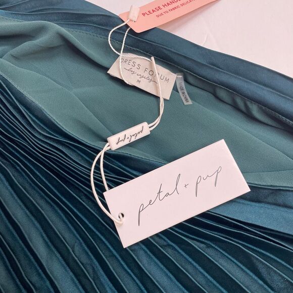 Petal & Pup Dress Forum One Shoulder Selena Pleated Midi Dress Emerald Green Siz - Picture 6 of 12